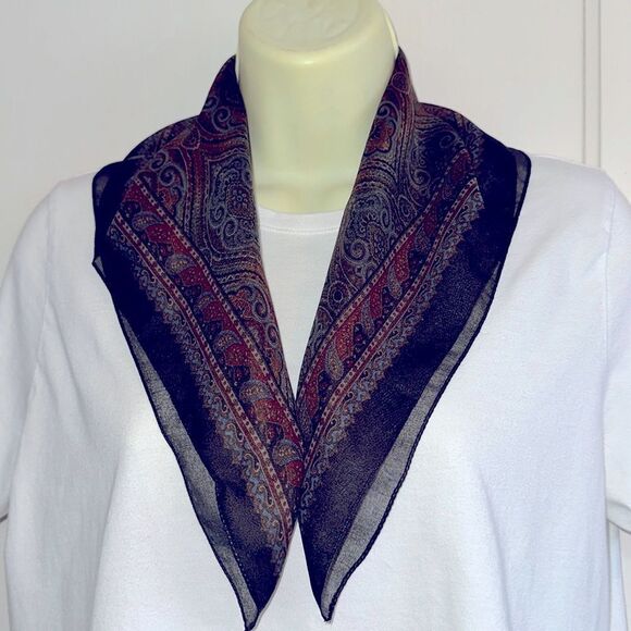 Vintage Liz Claiborne semi sheer polyester paisley print square scarf - Picture 1 of 4